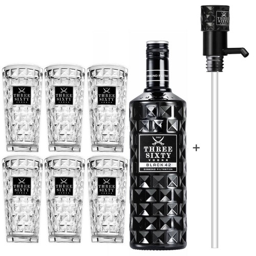 Three sixty black vodka 3l - black, 42